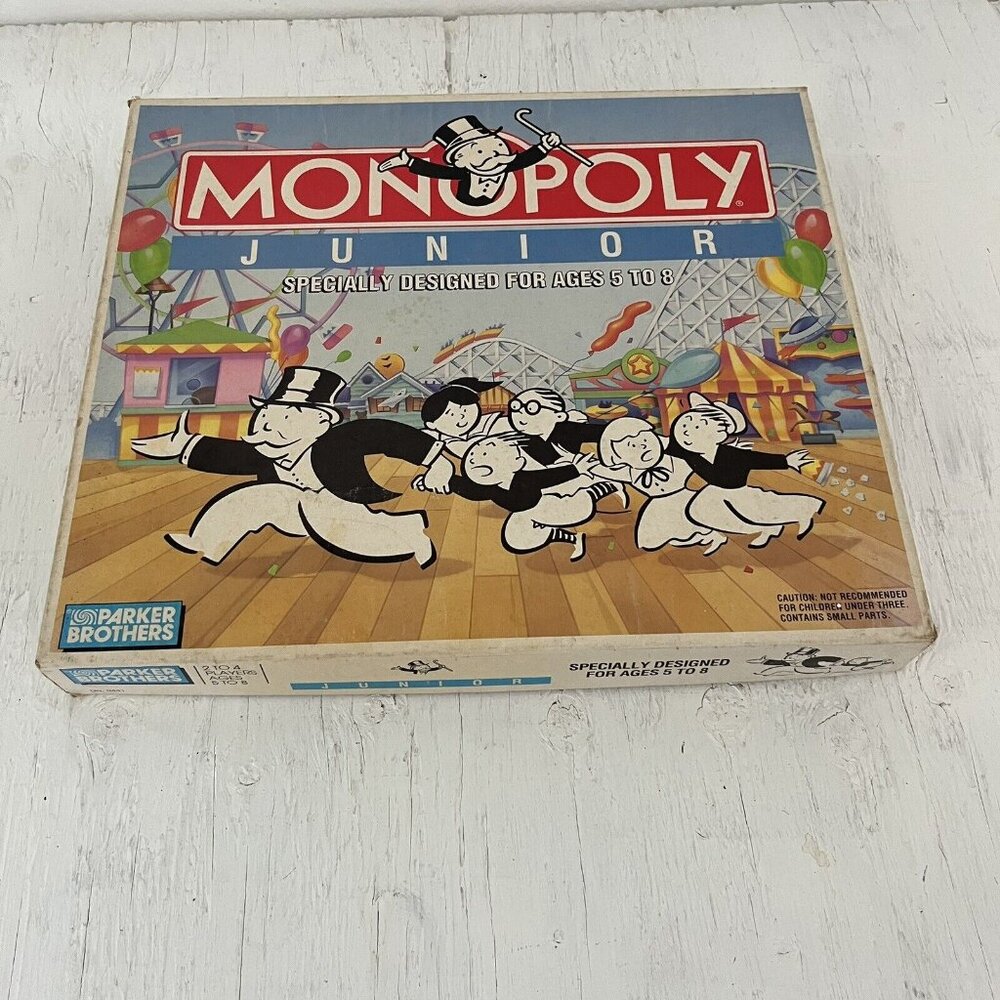 VINTAGE Monopoly Junior Jr. Parker Brothers 1990 COMPLETE  Board Game!